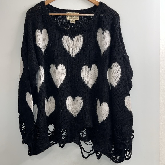 Wildfox White Label Love Lennon Sweater ~ in Black w/ Off-White Heart 🤍 - Picture 3 of 14